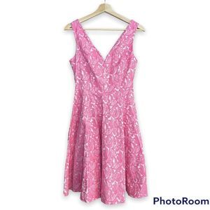 Anthropologie Maeve Claribel Pink Floral Jacquard Dress Sz 0